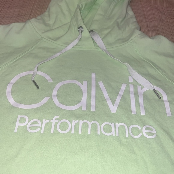 Calvin Klien sleeveless green neon stylish top actice performance top hood large - Picture 4 of 13